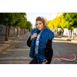 Haina Bucati Vizon cu Vulpe Silver Albastru